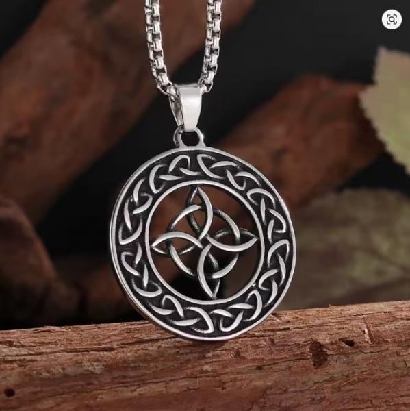 Irische Hexerei, Hexenknoten-Anhänger, Vintage-Knoten, Glücksknoten, Irische keltische Dreifaltigkeitsknoten-Halskette, Herren- und Damen-Amulett
